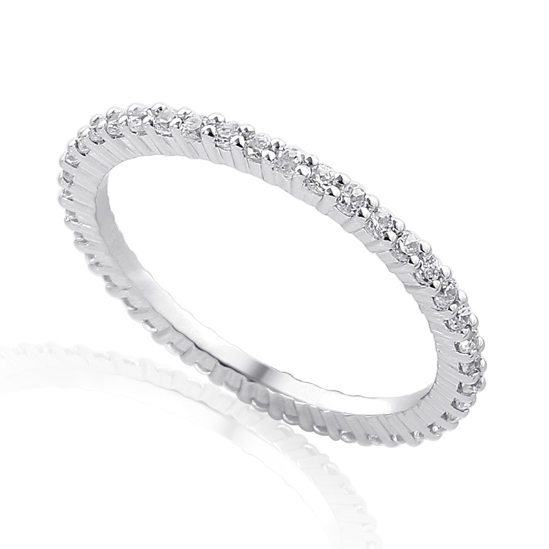 Volledig Gezette Trouwringen Ring Wit Goud 18 Karaat - 0903451