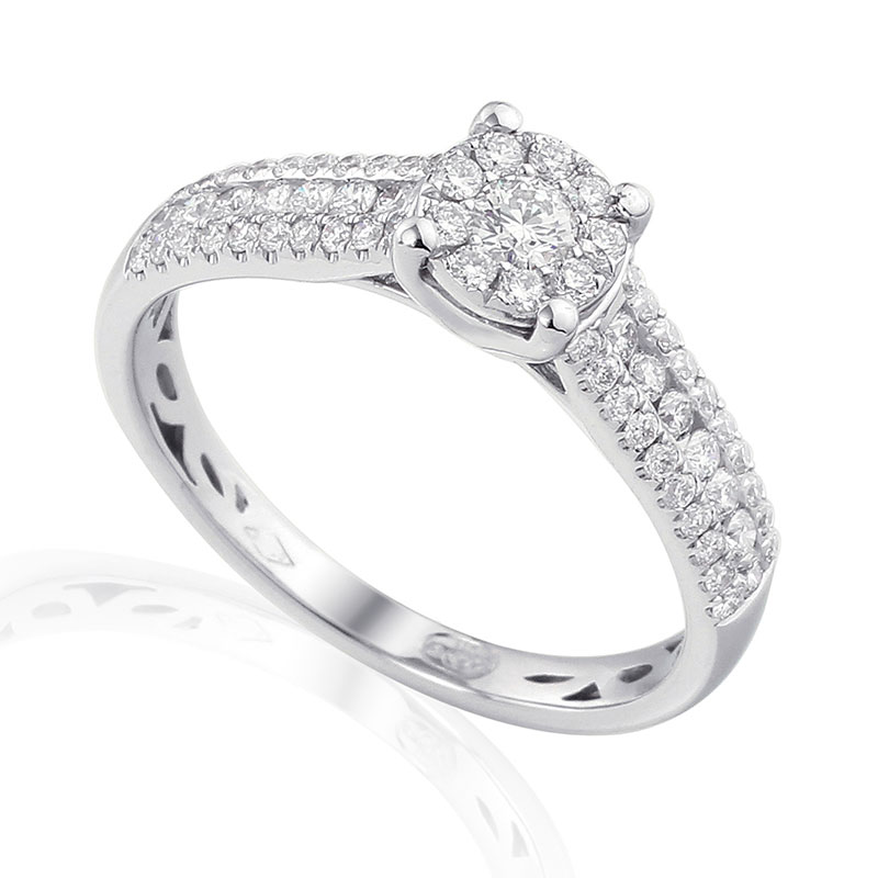 Illusion Solitairs Ring White Gold 18 Carats - 0925343