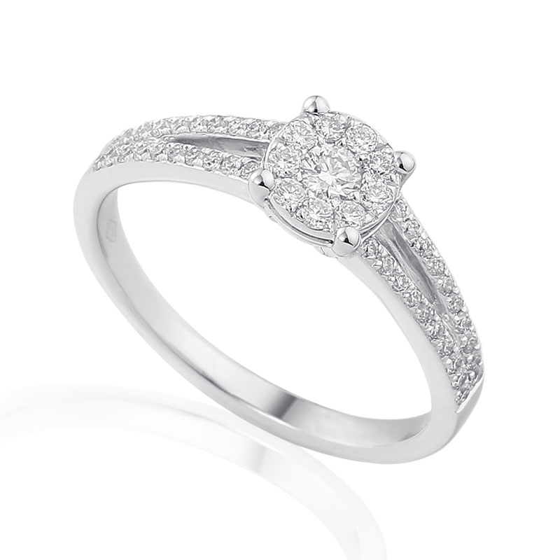 Illusion Solitairs Ring White Gold 18 Carats - 0925344