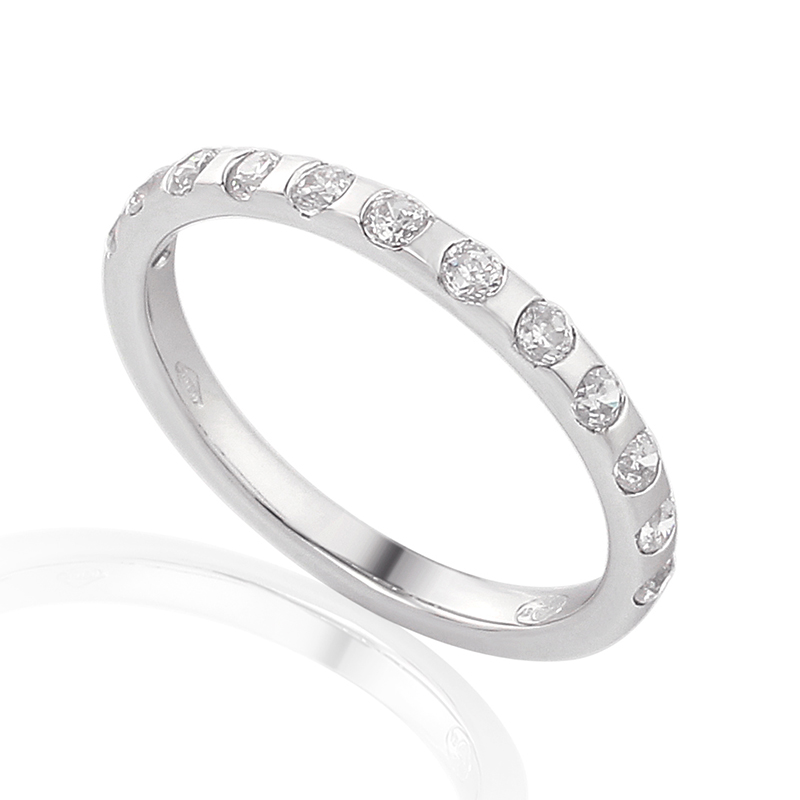 Half Eternity Ring White Gold 18 Carats - 0936319