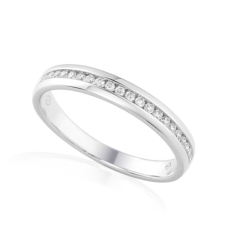 Half Gezette Trouwringen Ring Wit Goud 18 Karaat - 0993050