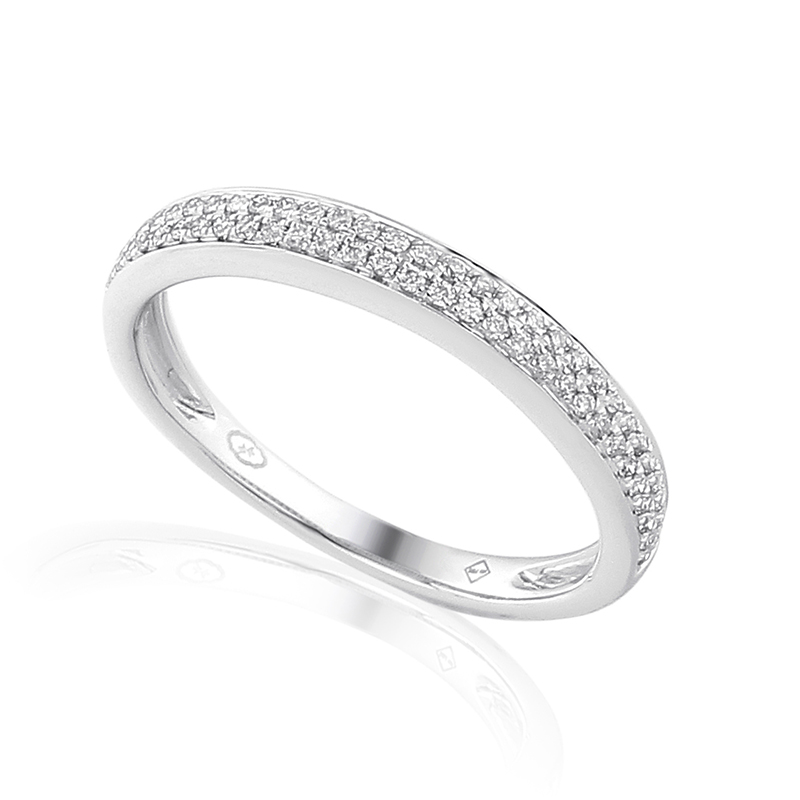Half Gezette Trouwringen Ring Wit Goud 18 Karaat - 0993052