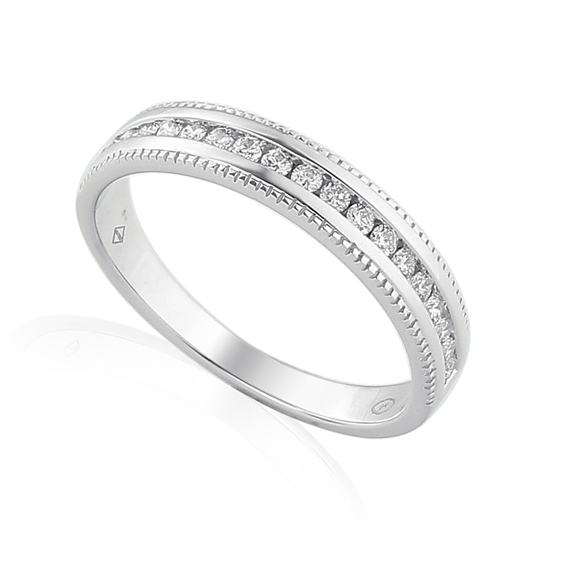 Half Gezette Trouwringen Ring Wit Goud 18 Karaat - 0993053