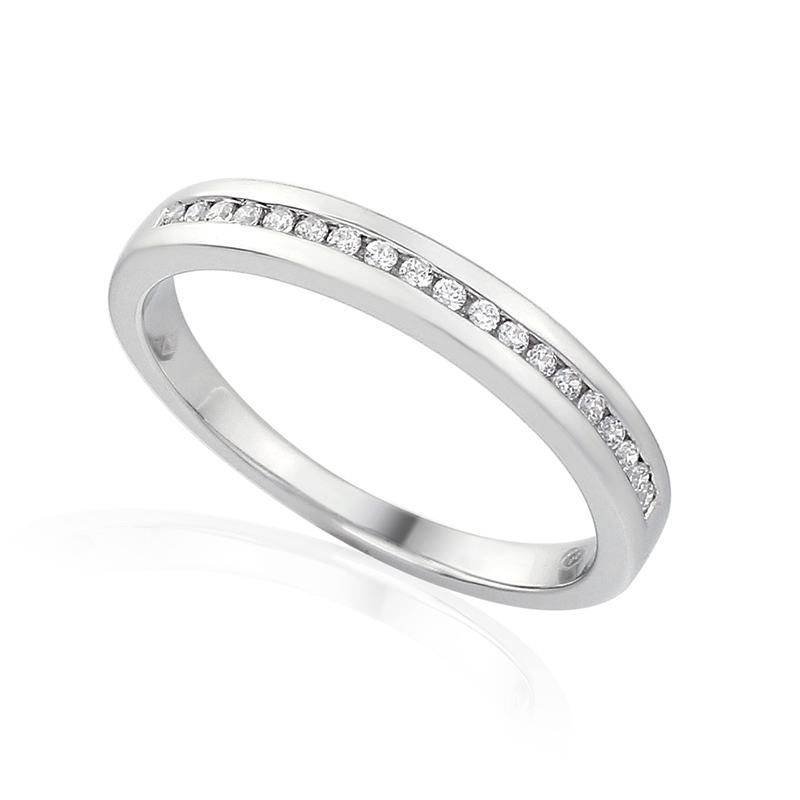 Half Gezette Trouwringen Ring Wit Goud 18 Karaat - 1007476