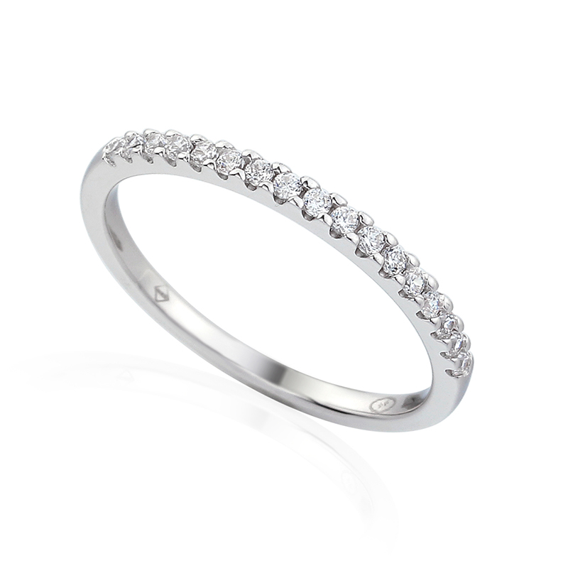 Half Gezette Trouwringen Ring Wit Goud 18 Karaat - 1007477