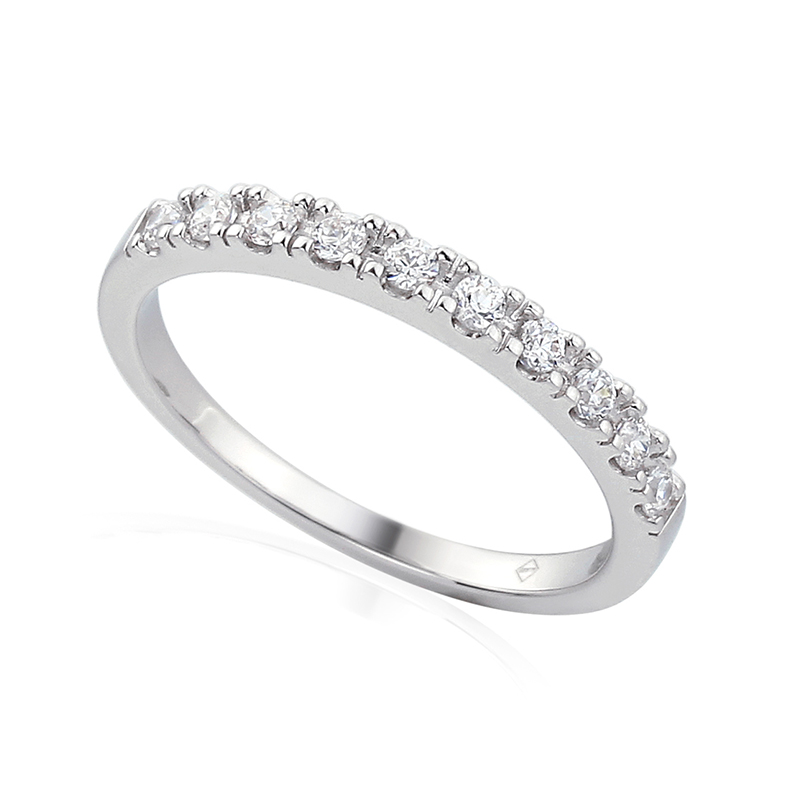 Half Gezette Trouwringen Ring Wit Goud 18 Karaat - 1007478