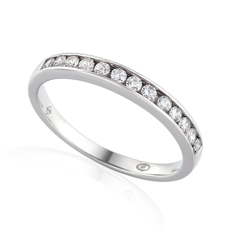 Half Gezette Trouwringen Ring Wit Goud 18 Karaat - 1007479