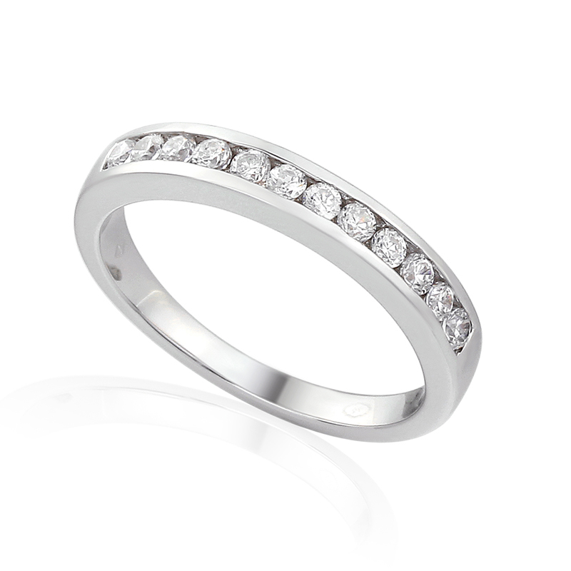 Half Gezette Trouwringen Ring Wit Goud 18 Karaat - 1007480