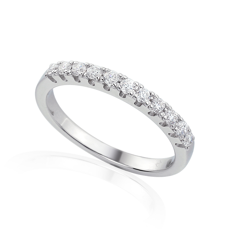 Half Gezette Trouwringen Ring Wit Goud 18 Karaat - 1007481