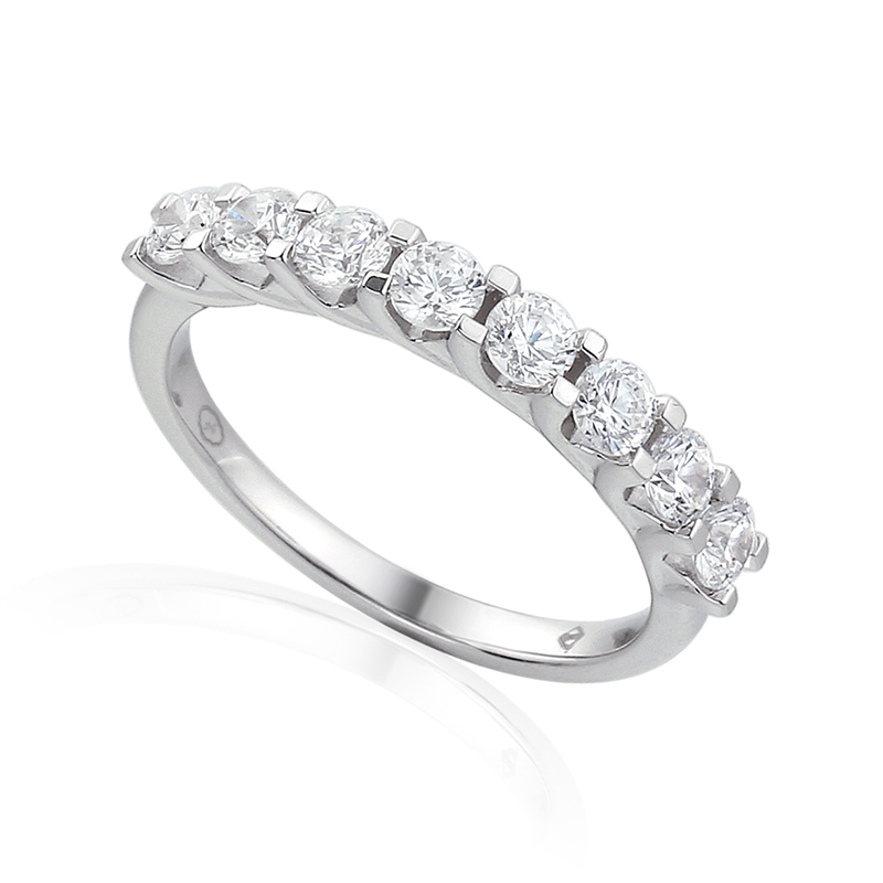 Half Gezette Trouwringen Ring Wit Goud 18 Karaat - 1007482
