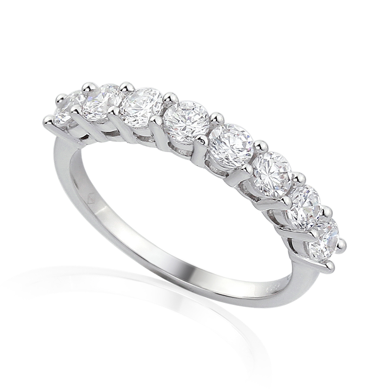 Half Gezette Trouwringen Ring Wit Goud 18 Karaat - 1007483