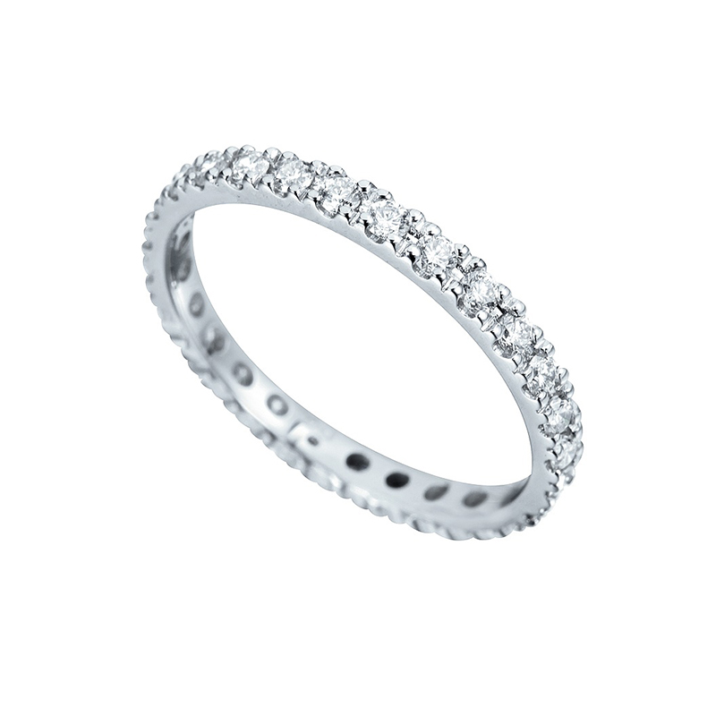 Volledig Gezette Trouwringen Ring Wit Goud 18 Karaat - 536022