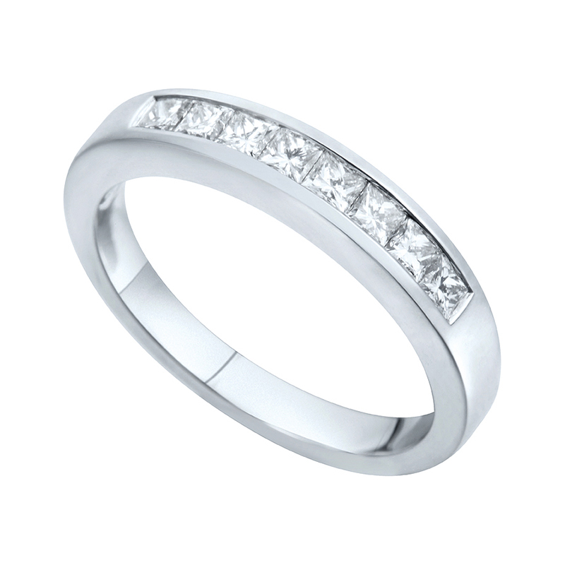 Half Gezette Trouwringen Ring Wit Goud 18 Karaat - 536033
