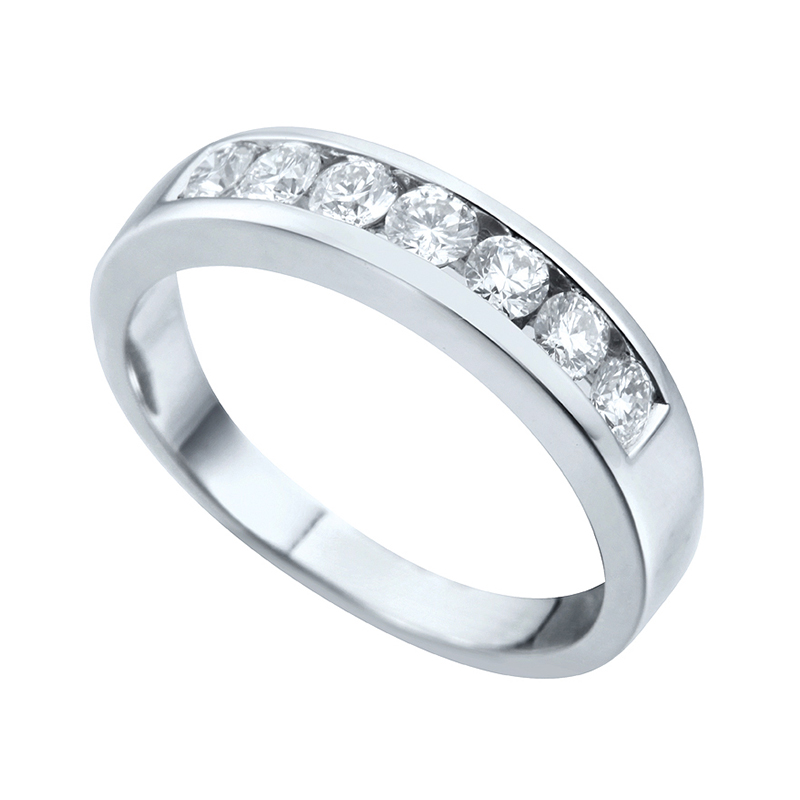Half Gezette Trouwringen Ring Wit Goud 18 Karaat - 536034