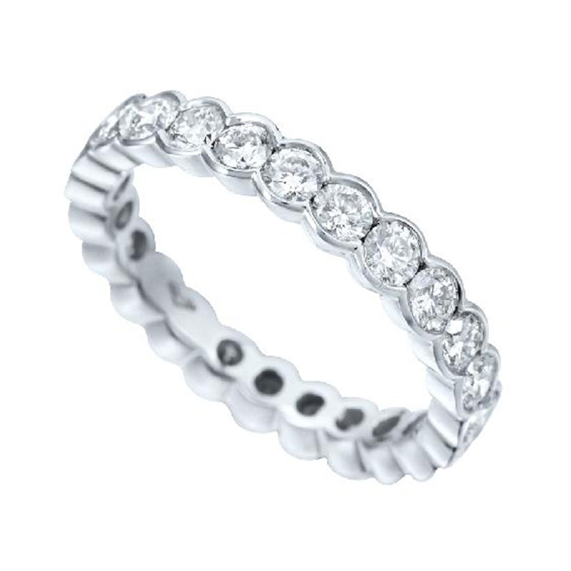 Volledig Gezette Trouwringen Ring Wit Goud 18 Karaat - 536053
