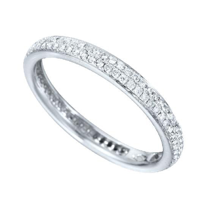 Volledig Gezette Trouwringen Ring Wit Goud 18 Karaat - 536054