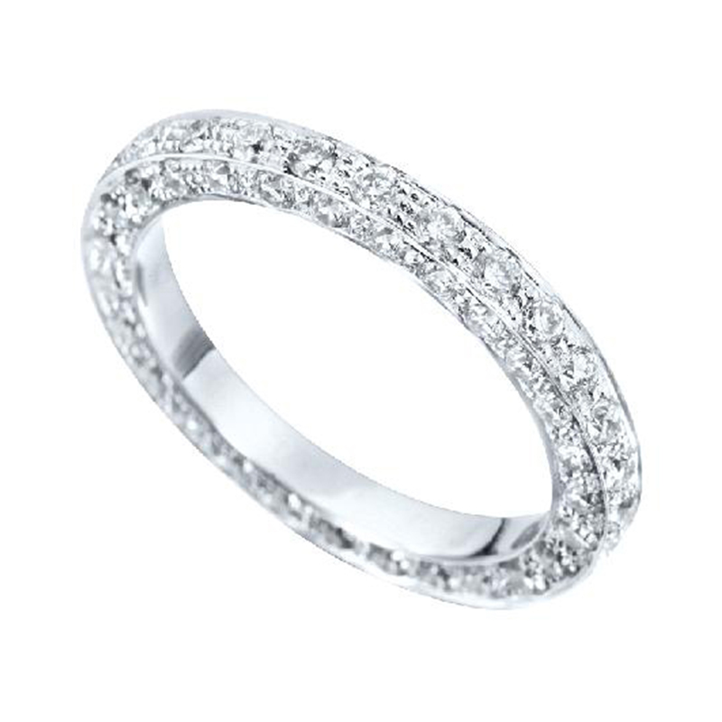 Volledig Gezette Trouwringen Ring Wit Goud 18 Karaat - 539023