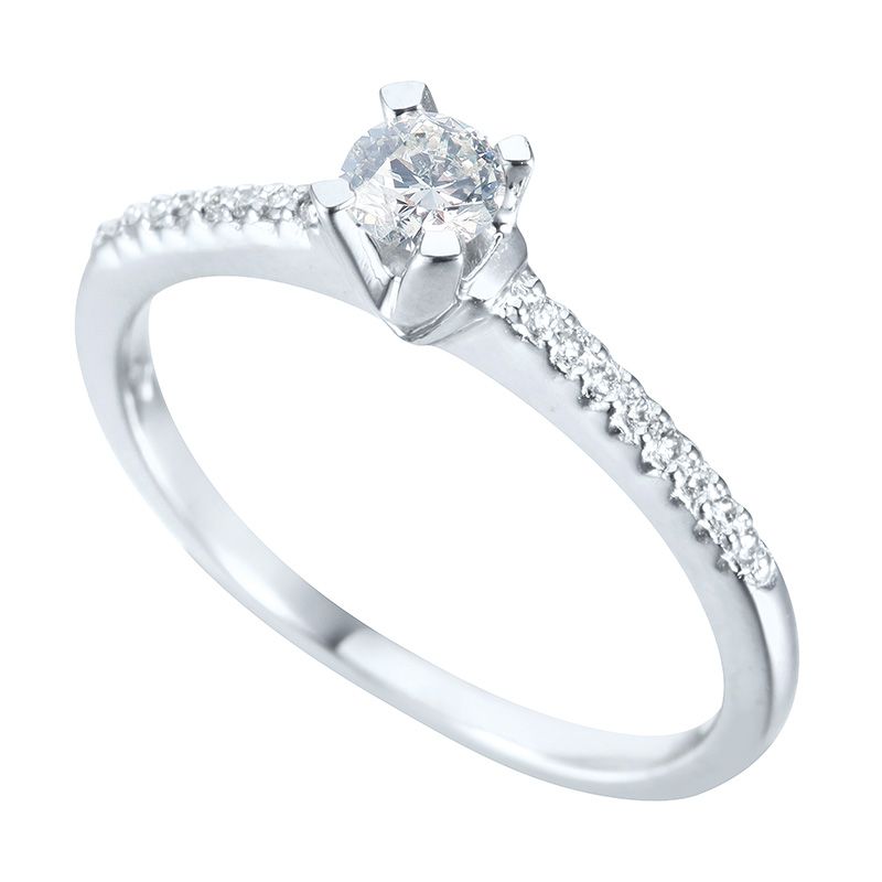 Solitairs Ring Wit Goud 18 Karaat - 539030