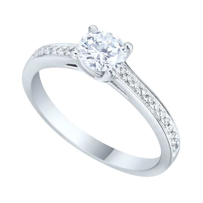 Solitairs Ring Wit Goud 18 Karaat - 550687