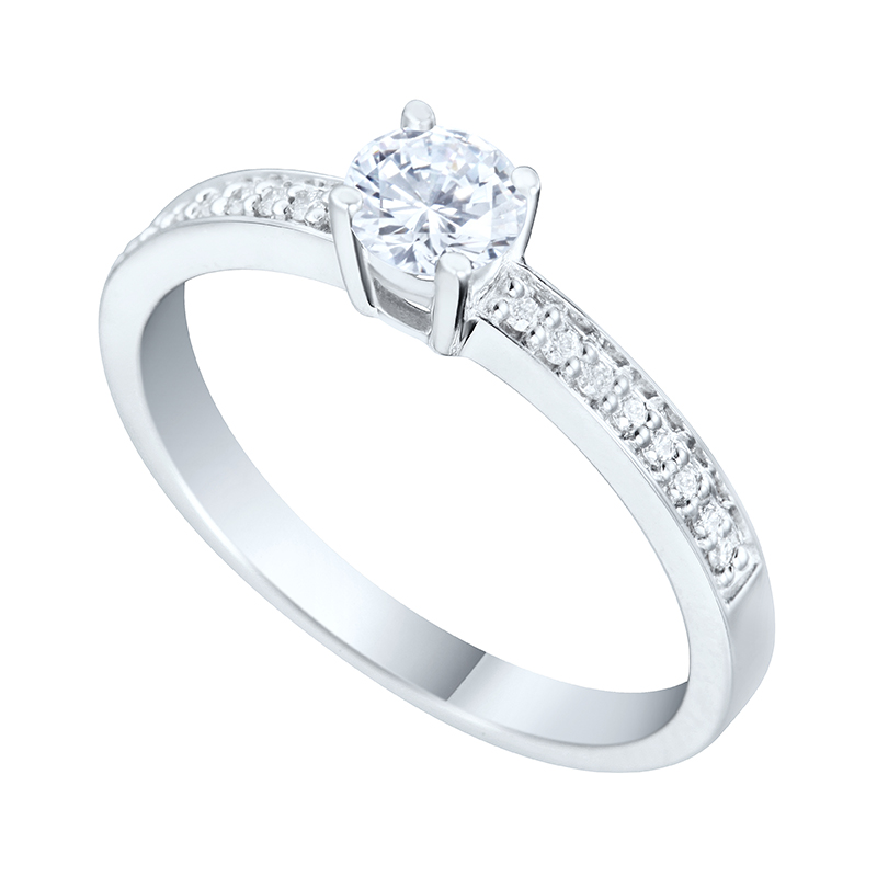 Solitairs Ring Wit Goud 18 Karaat - 550689