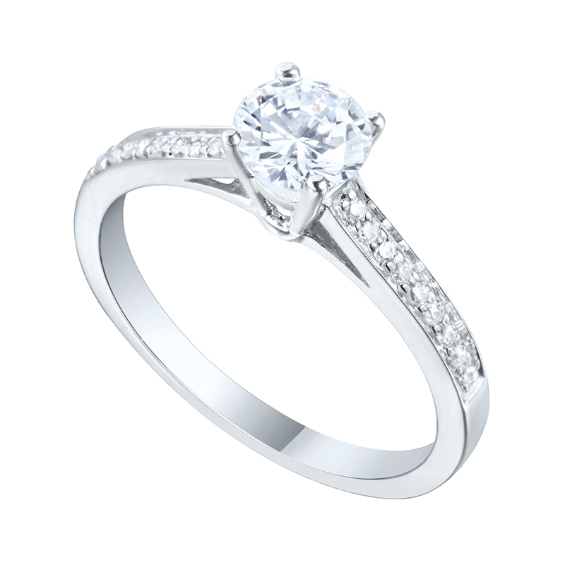Solitairs Ring Wit Goud 18 Karaat - 550690