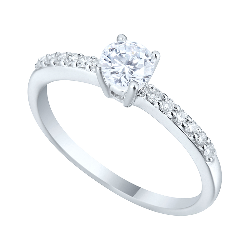 Solitairs Ring Wit Goud 18 Karaat - 550693