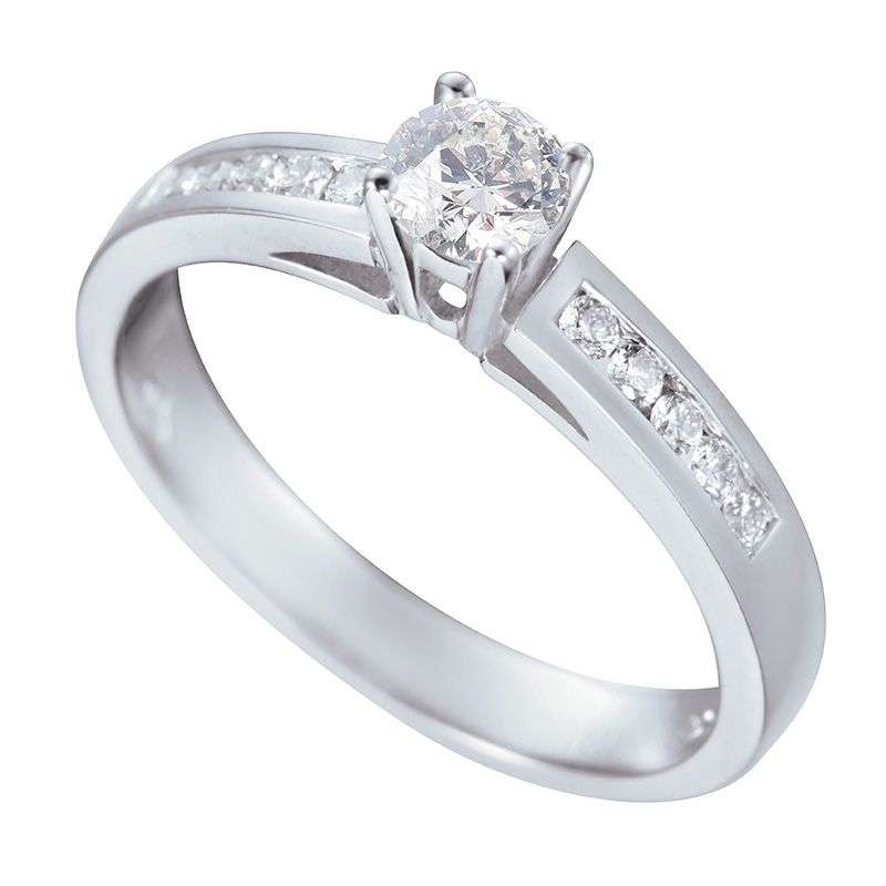 Solitairs Ring Wit Goud 18 Karaat - 550696