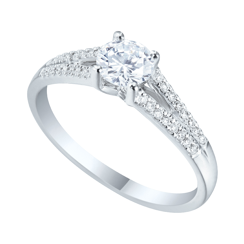 Solitairs Ring Wit Goud 18 Karaat - 550701