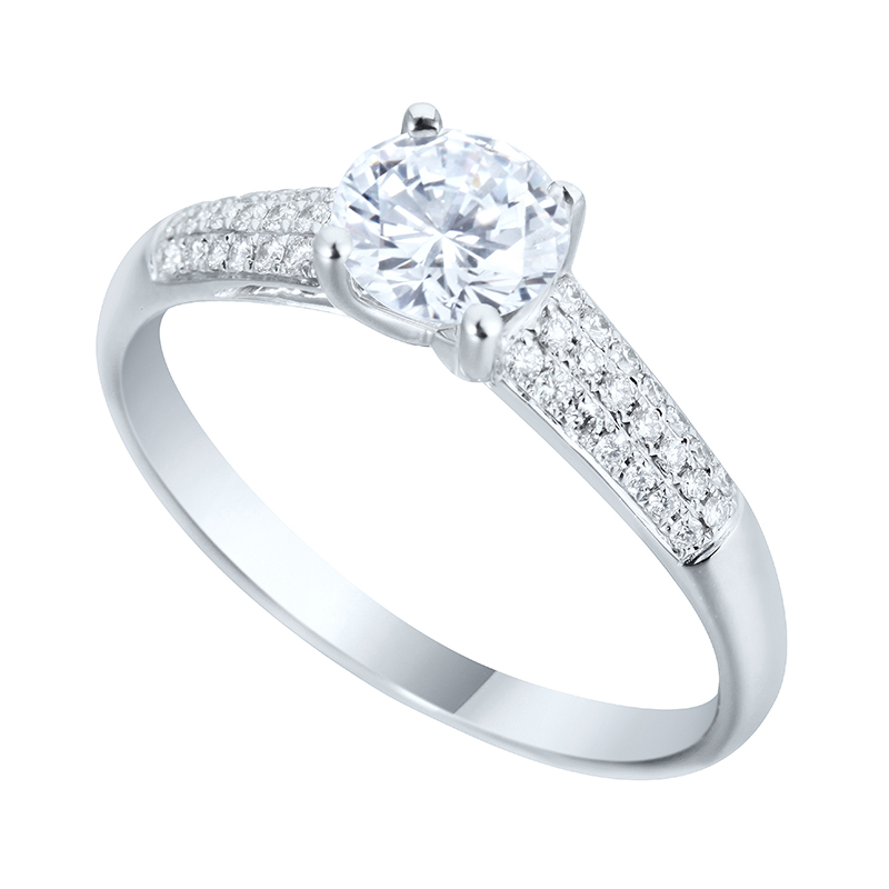Solitairs Ring Wit Goud 18 Karaat - 550703