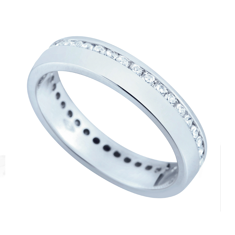 Volledig Gezette Trouwringen Ring Wit Goud 18 Karaat - 578065