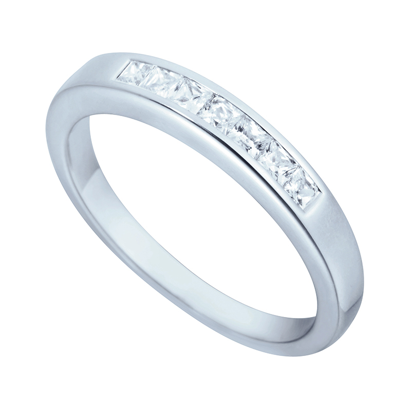 Half Gezette Trouwringen Ring Wit Goud 18 Karaat - 578068