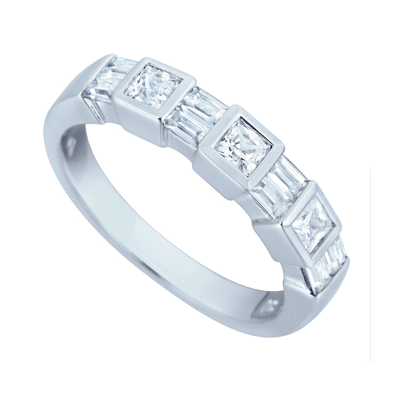 Half Gezette Trouwringen Ring Wit Goud 18 Karaat - 578071