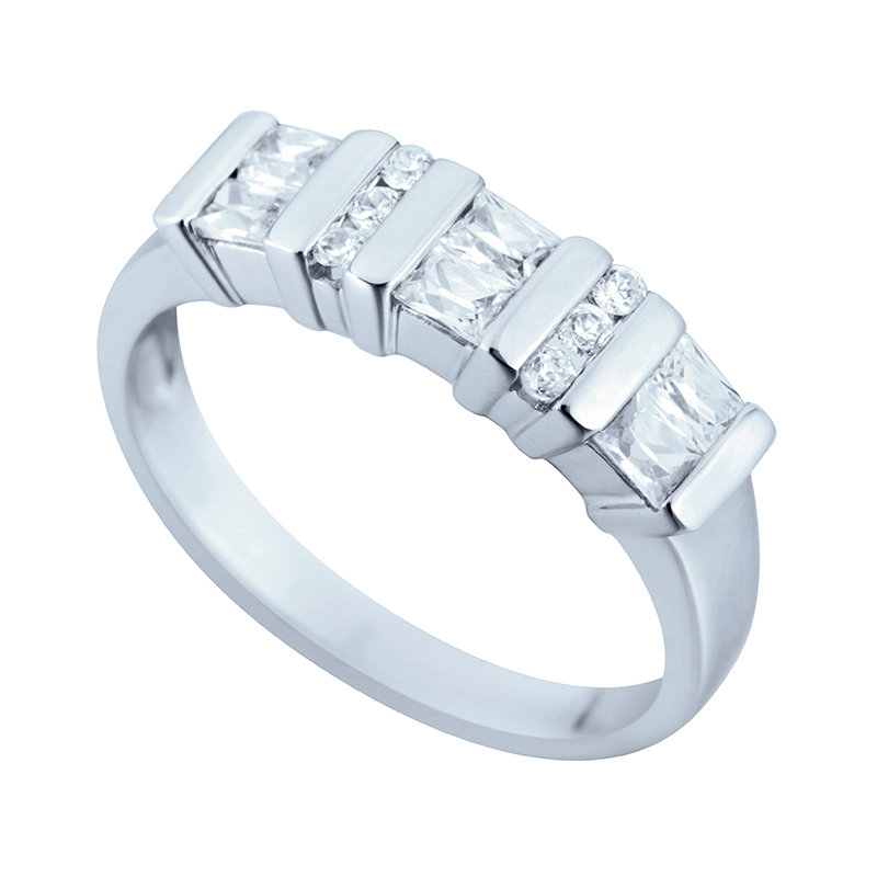 Half Gezette Trouwringen Ring Wit Goud 18 Karaat - 578080