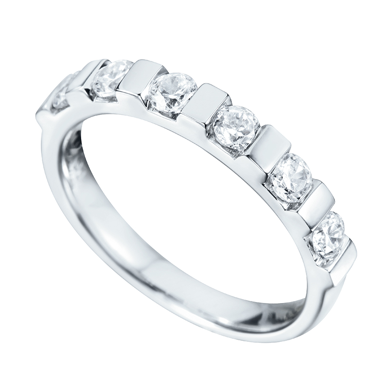 Half Eternity Ring White Gold 18 Carats - 599455