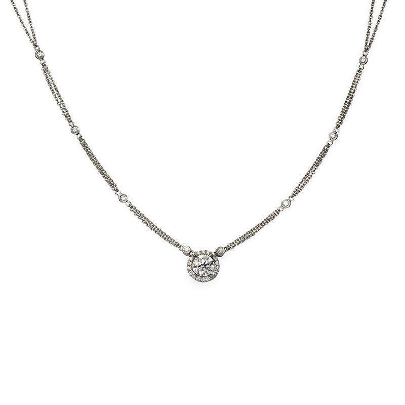 Solitairs Halsketting Wit Goud 18 Karaat - K31541XY01