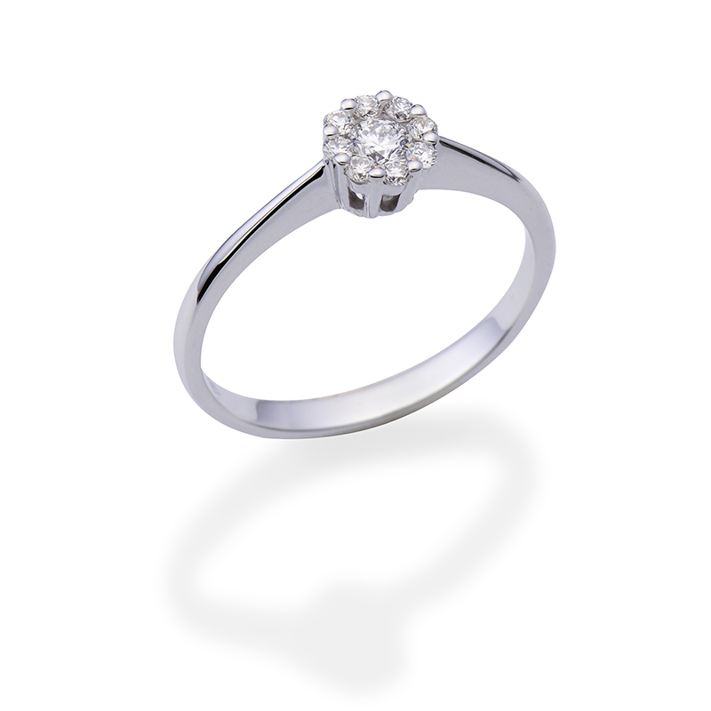 Illusion Solitairs Ring White Gold 18 Carats - SR0222D-A